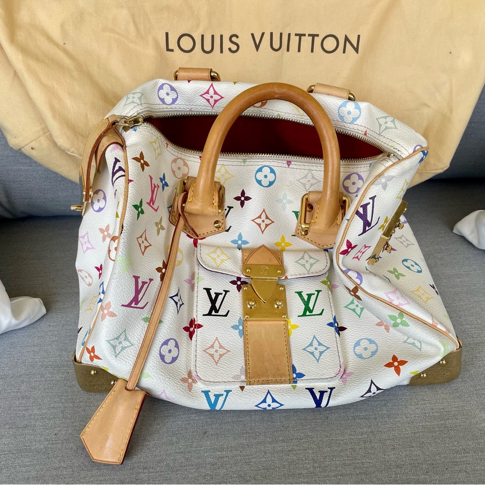 Gently used Louis Vuitton speedy 30 white multicolor monogram